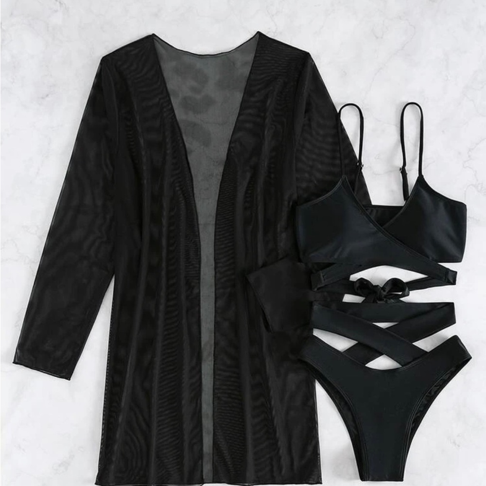3 Pcs criss cross bikini set